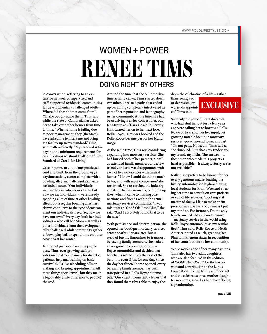Renée Tims — Polo Lifestyles feature 'Doing Right By Others'